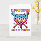 Carte I Survived 100 Days of School Baseball Theme (Fleur jaune)