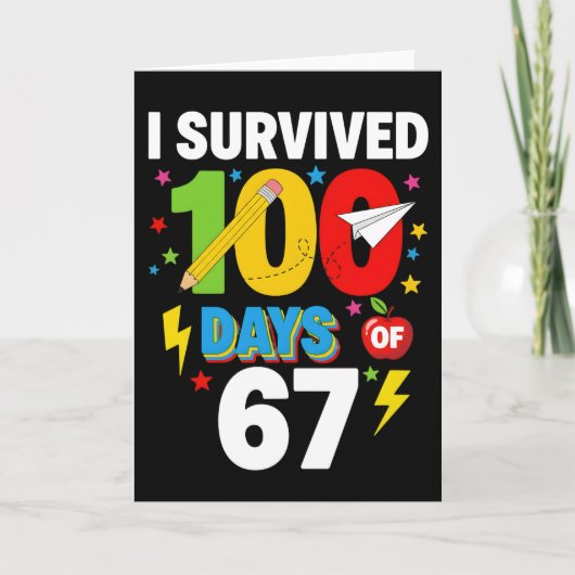 Carte I Survived 100 Days of School Funny Student (Devant)