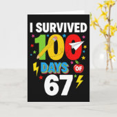 Carte I Survived 100 Days of School Funny Student (Fleur jaune)