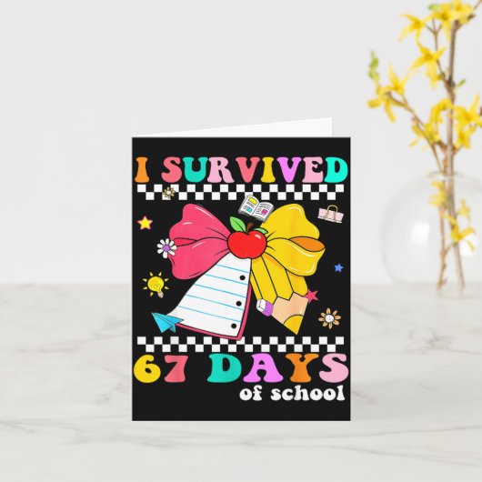 Carte I Survived 67 Day Of School Notebook Teachers And  (Fleur jaune)