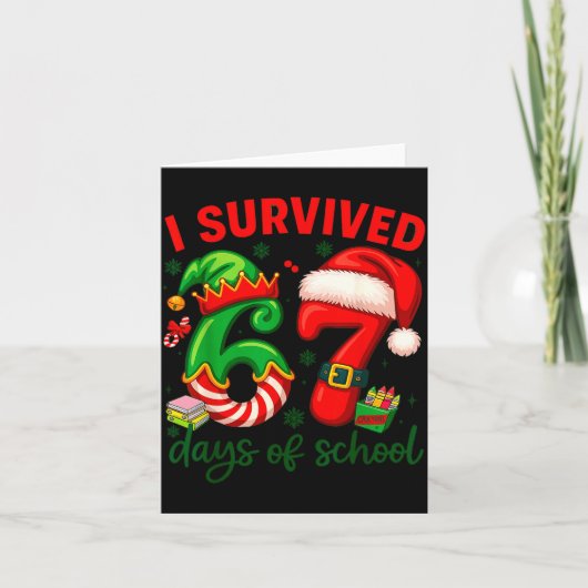 Carte I Survived 67 Days Of School Christmas Candy Cane (Devant)