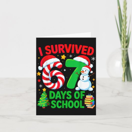 Carte I Survived 67 Days Of School Christmas Candy Cane (Devant)
