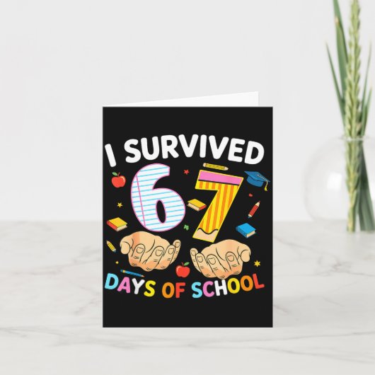 Carte I Survived 67 Days Of School Cool Teacher Design (Devant)