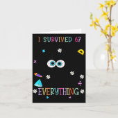 Carte I Survived 67 Days Of School Funny Cat Six Seven M (Fleur jaune)