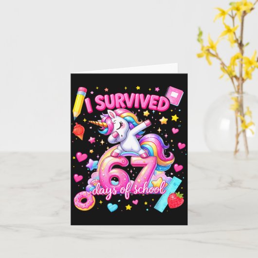 Carte I Survived 67 Days Of School Funny Six Seven Teach (Fleur jaune)