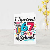 Carte I Survived 67 Days Of School - Funny Teachers Stud (Fleur jaune)