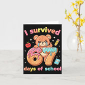Carte I Survived 67 Days Of School Funny Teddy Bear Six  (Fleur jaune)