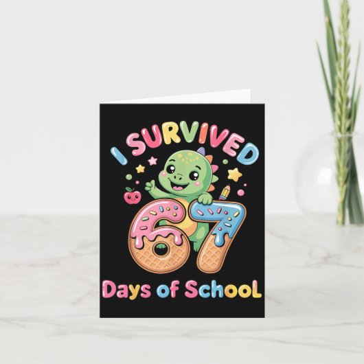 Carte I Survived 67 Days Of School Ice Cream Drip Dino R (Devant)