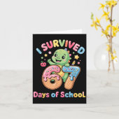 Carte I Survived 67 Days Of School Ice Cream Drip Dino R (Fleur jaune)