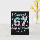 Carte I Survived 67 Days Of School Mermaid Coquette Bow  (Fleur jaune)
