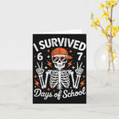 Carte I Survived 67 Days Of School Skeleton Six Seven 6- (Fleur jaune)