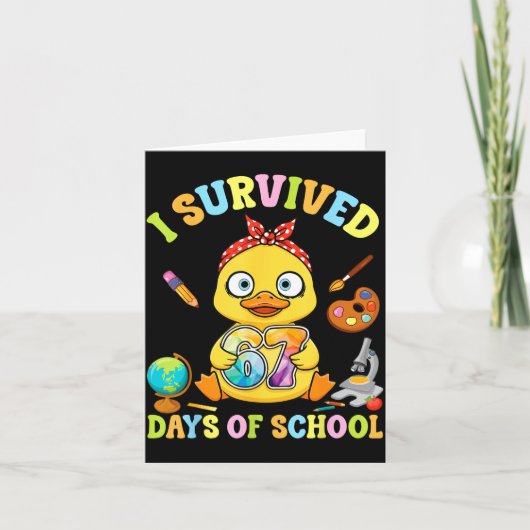 Carte I Survived Six Seven Days Of School Cute Duck Stud (Devant)