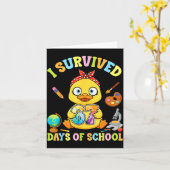 Carte I Survived Six Seven Days Of School Cute Duck Stud (Fleur jaune)