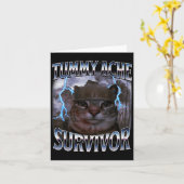 Carte I Survived Today's Tummy Ache Funny Silly Cat Meme (Fleur jaune)