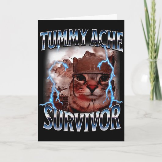 Carte I Survived Today's Tummy Ache Survivor Funny Cat M (Devant)