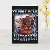Carte I Survived Today's Tummy Ache Survivor Funny Cat M (Fleur jaune)