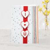 Carte « I ♥️ U » à pois et rayures (Fleur jaune)