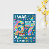 Carte I Was 6 Now I’m 7 Tie Dye Birthday Awesome Since 2 (Fleur jaune)