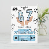 Carte I was 6 Now I'm 7 Invite, 67 Birthday Invite (Debout devant)