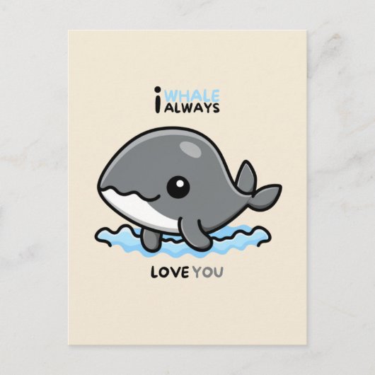 Carte "I Whale Always Love You" (Devant)