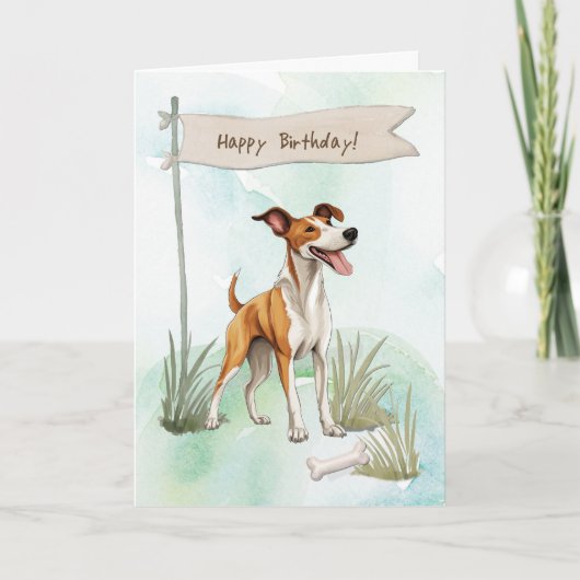 Carte Ibizan Hound Dog En Plein Air Sous Symbole D'Anniv (Devant)