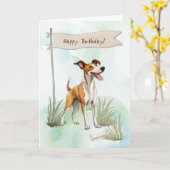 Carte Ibizan Hound Dog En Plein Air Sous Symbole D'Anniv (Fleur jaune)