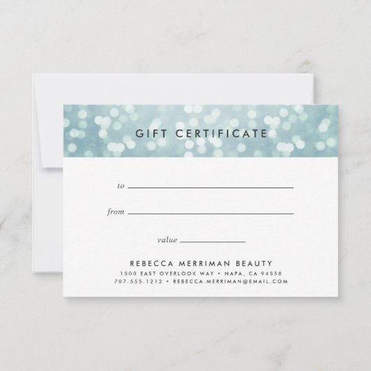 Carte Ice Blue Bokeh | Certificat cadeau (Dos)