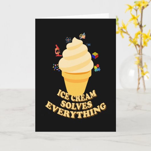 Carte Ice Cream Solves Everything (Fleur jaune)