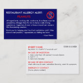 Carte ICE pour le restaurant de l'allergie aux ara (Devant / Derrière)