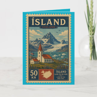 Carte Iceland Vintage Stamp