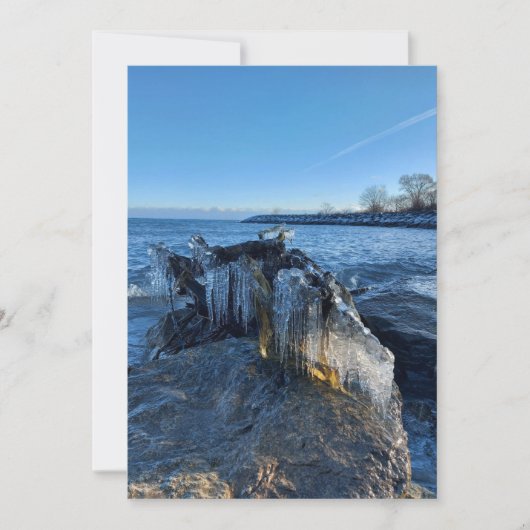 Carte Icicles du paysage gelé au bord du lac (Devant)