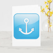 Carte Icône Ancre bleue marine moderne (Fleur jaune)