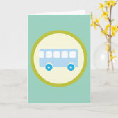 Carte Icône de bus scolaire bleu pastel mignon (Fleur jaune)