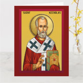 Carte icône orthodoxe de Saint Nicolas 09 (Fleur jaune)