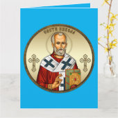 Carte Icône orthodoxe Saint Nicolas 03 (Fleur jaune)