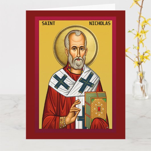 Carte Icône orthodoxe Saint Nicolas 09 (Fleur jaune)
