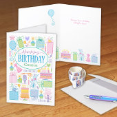 Carte Icônes Anniversaire Cousin Bright Pastel