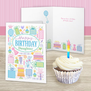 Carte Icônes anniversaire fille