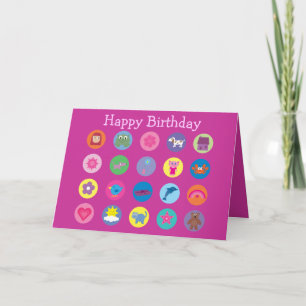 Carte Icônes de dessin coloré mignonette Stuff rose Anni
