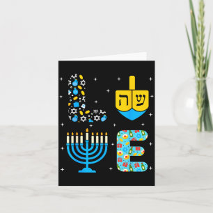 Carte Icônes de la Menorah de Chanukah Dreidel Amour Han