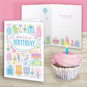 Carte Icons Pastel Bright 13e Anniversaire