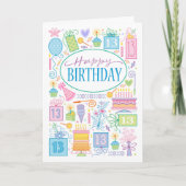 Carte Icons Pastel Bright 13e Anniversaire (Devant)