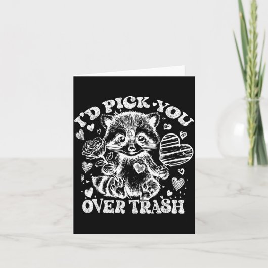 Carte I'd Ck You Over Trash Funny Raccoon Retro Valentin (Devant)