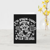 Carte I'd Ck You Over Trash Funny Raccoon Retro Valentin (Fleur jaune)
