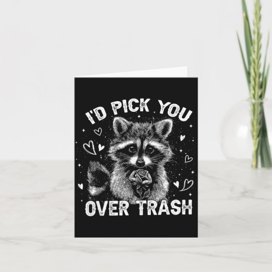 Carte I'd Ck You Over Trash Funny Raccoon Retro Valentin (Devant)