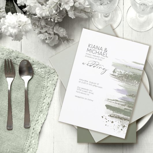 Carte ID de Mariage Abstrait Paint Strokes ID886