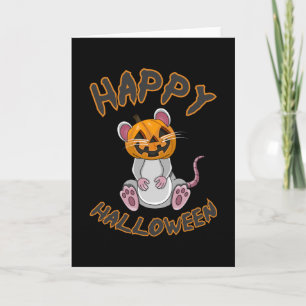 Carte Idée cadeau d'Halloween Souris Rat Citrouille d'ho