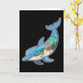 Carte Idées Cadeaux Conception Animaux Marins Dauphin Da (Fleur jaune)