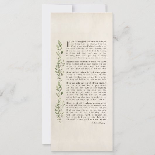 Carte IF, Poème inspiré de Rudyard Kipling - jeune homme (Devant)