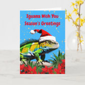 Carte Iguana Vous Souhaite Noël Joyeuses Fêtes (Fleur jaune)
